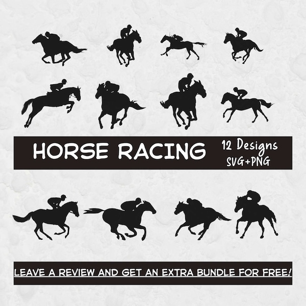 Horse Racing Svg Bundle, SVG Files for Cricut, Horse Race, Equestrian SVG, Silhouette Svg, Horse Race Silhouette, Horse Cut File, Horse Ride