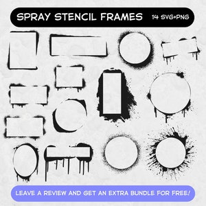 スプレー ステンシル フレーム SVG バンドル、Cricut 用 SVG ファイル、フレーム SVG、フレーム SVG、フレーム クリップアート、デザイン要素、フレーム カット ファイル、スプレー SVG