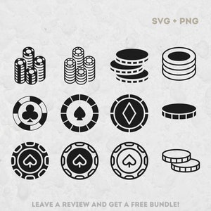Poker Chip SVG Bundle, SVG Files for Cricut, Poker Svg, Poker Chip PNG, Gambling Clipart, Casino Clipart, Poker Chip Design Svg Casino Svg