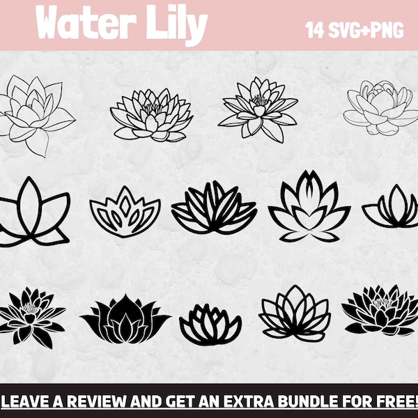 Water Lily SVG, SVG Files for Cricut, Flower clipart, Flowers SVG, Flower svg, Water Lily Clipart, Summer svg, Flower Cut File, Water Plant