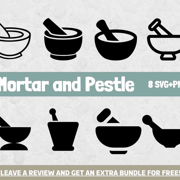 Mortar and Pestle SVG, SVG files for Cricut, Kitchen Tool Clipart, Mortar PNG, Seasoning Svg, Herb Crusher Svg, Kitchen Cut Files, Food Png