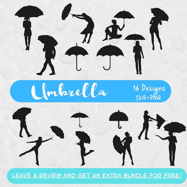 Umbrella SVG Bundle, Svg files for Cricut, Umbrella Silhouettes, Rainy Weather SVG, Umbrella Clipart, Umbrella Cut Files, Rain SVG, Rainy