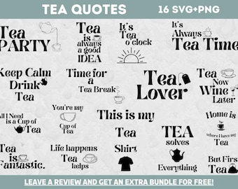 Tea Quote SVG Bundle, Svg files for Cricut, Tea Lover SVG, Tea Shirt SVG, Kitchen Wall art, Food and Drink Quotes, Tea Shirt Png