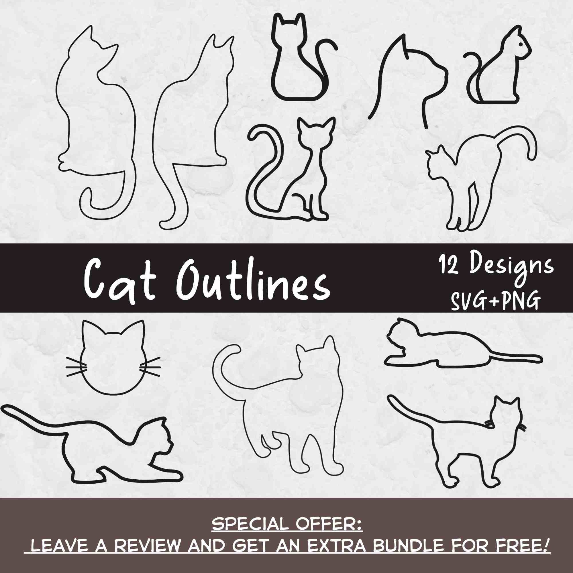 Cat SVG Bundle, Cat Outlines, Cat Lover, Cat Silhouette, Svg Files for ...