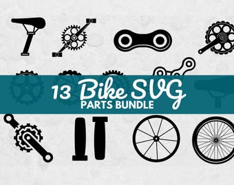 Bike Parts SVG Bundle, Bicycle SVG Bundle, Cycling SVG Clipart, Bike Chain Wheel svg, Mountain Bike Cut Files for Cricut