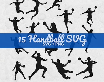 Paquete SVG de balonmano, silueta de balonmano SVG, SVG deportivo, archivos de corte de camisetas de equipo, balonmano infantil, silueta Cricut png