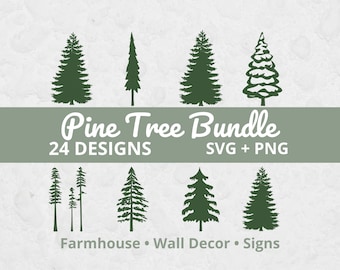 Pine Tree SVG Bundle, Tree SVG Files, Forest Silhouette SVG, Rustic Decor svg, Farmhouse Sign Design, svg png Cricut