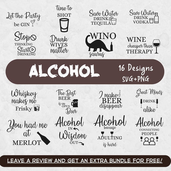 Alcohol Quotes SVG bundle, SVG Files for Cricut, Drinking Shirts, Alcohol Clipart, Bar SVG, Drinking Quote, Alcohol Png, Drinking Shirts Png