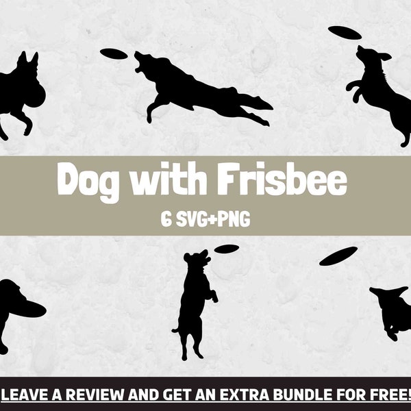 Dog With Frisbee Svg, Svg Files for Cricut, Dog SVG, Dog Clipart Image, Dog Silhouette, Frisbee SVG, Dog Lover Clipart, Playing Dog SVG