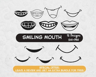 Smile SVG, Svg files for Cricut, Smile Clipart, Mouth SVG, Smiling Mouth, Cartoon Clipart, Face Clipart, Smiling, Smiles, Cartoon SVG