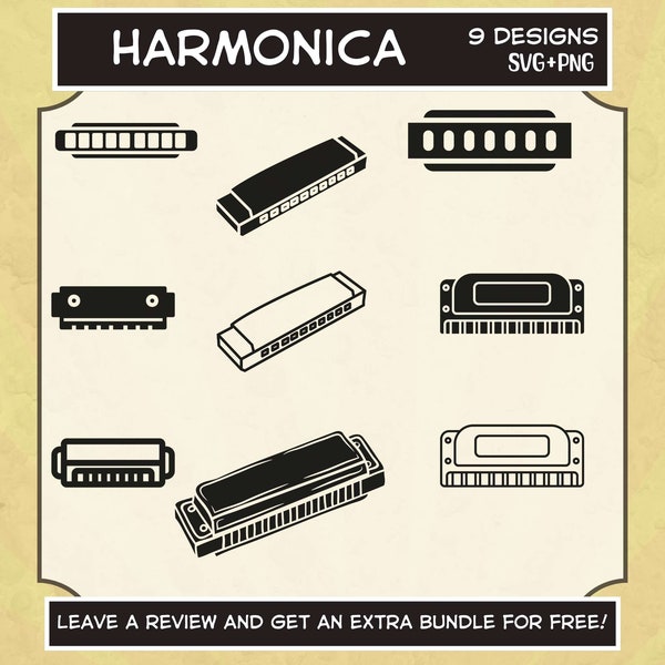 Harmonica SVG, Svg files for Cricut, Harmonica Clipart, Harmonica Icon, Harmonica Silhouette, Music Clipart, Musical Instrument, Music Svg