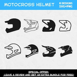 Motocross Casco Svg, file Svg per Cricut, Casco SVG, Clipart Motocross, File di taglio Motocross, Clipart casco, Sport motoristici, Motocross PNG