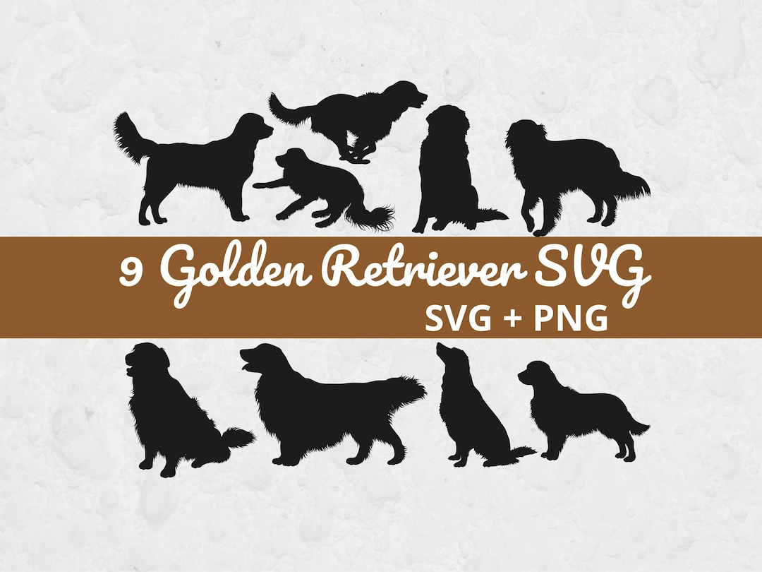 Golden Retriever SVG Bundle, 9 Dog Silhouette SVG PNG, Cricut Cut Files ...