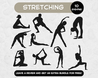 Fitness Silhouette Svg, SVG Files for Cricut, Stretch Cut File, Stretching Positions, Gym Clipart, Meditation Svg, Silhouette Svg, Pose SVG