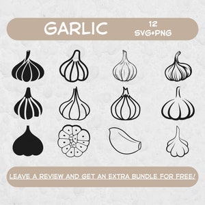 Knoblauch SVG Bundle, SVG-Dateien für Cricut, Knoblauch Clipart, Knoblauch Png, Knoblauch Silhouette, Bauernhaus SVG, Garten, Küche SVG, Küche Clipart