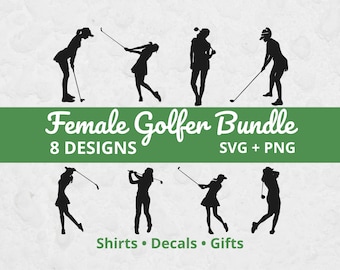 Golf Player SVG Bundle, Female Golfer SVG, Golf Silhouette svg, Golf Clipart PNG, Cricut file, Golf cut file