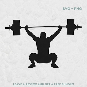 Levantador de pesas Silueta Svg, Archivos SVG para Cricut, Gimnasio SVG, Levantador de pesas Clipart, Levantador de potencia Svg, Pesas SVG, Hombre fuerte, Fuerte Svg