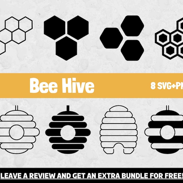 Bee Hive Svg, SVG Files for Cricut, Honey Svg, Honey Clipart, Bee Hive Clipart, Bee Cut File, Honeycomb Svg, Flowers Svg, Bee PNG