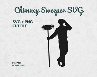 Skorstensfejare SVG, Skorstensfejare Silhuett, Skorstensrensare PNG, Skorstensfejare Clipart, Eldstadsarbetare SVG, Cricut Cut-fil, Yrke