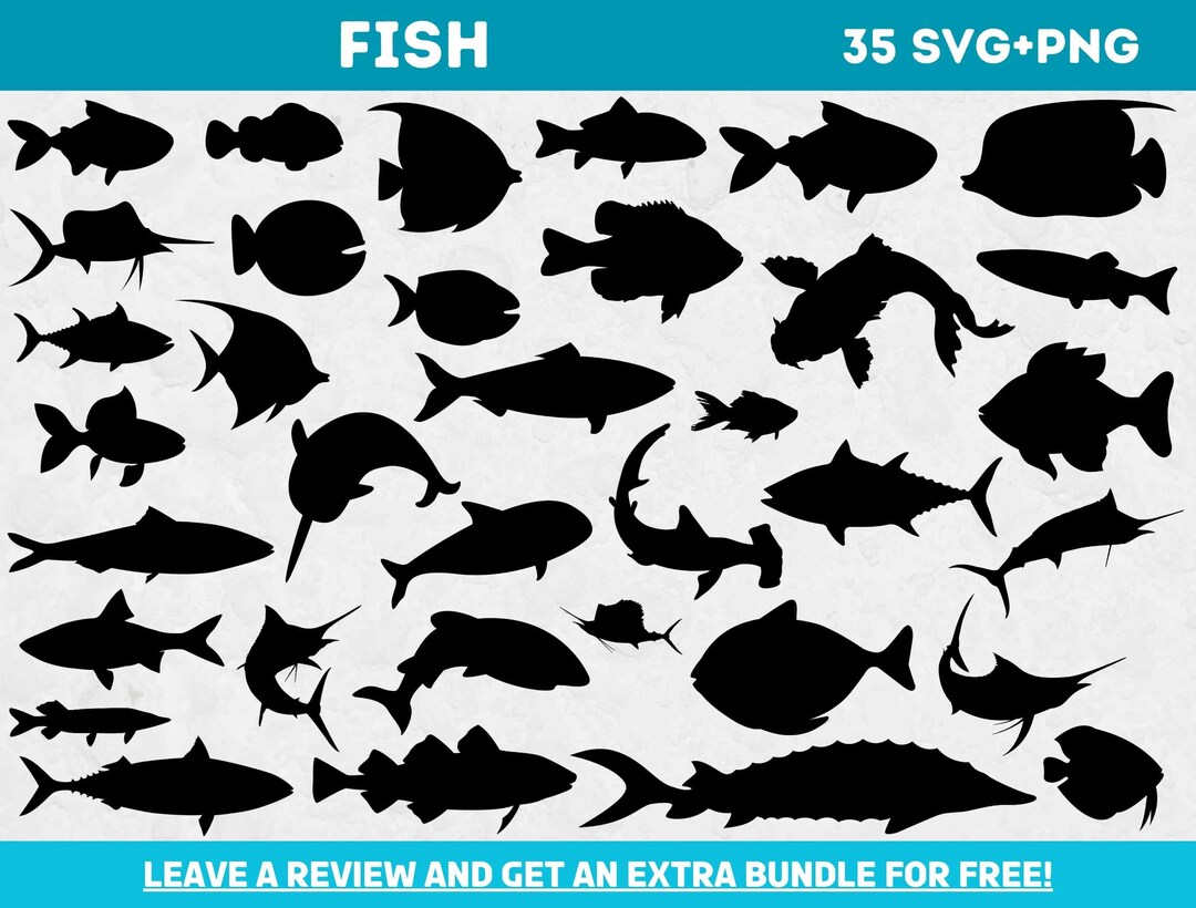 Large Fish Silhouette Svg Bundle, Svg Files for Cricut, Fishing Svg ...