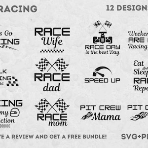 Racing SVG Bundle, Race Svg, Svg files for Cricut, Race Flag SVG, Racing Clipart, Pit Crew Svg, Race Team SVG, Race Mom, Racing Clipart