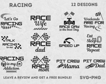 Racing SVG Bundle, Race Svg, Svg files for Cricut, Race Flag SVG, Racing Clipart, Pit Crew Svg, Race Team SVG, Race Mom, Racing Clipart