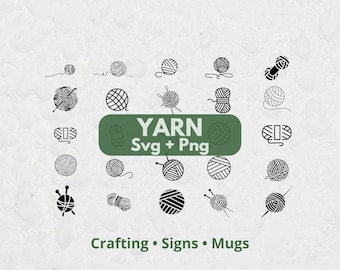 Lot de fils SVG, fichiers SVG pour Cricut, fil Png, pelote de laine, fils coupés fichiers, svg au Crochet, svg tricot, clipart artisanat, clipart de fil