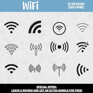 Wifi Icon SVG, SVG-Dateien für Cricut, Netzwerk Clipart, Kommunikation Clipart, Wireless SVG, Wireless Icon, Wi-Fi Cut File, Internet svg