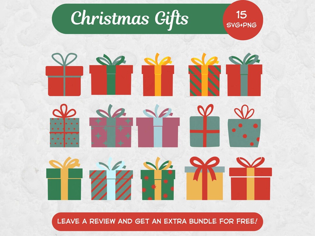 Christmas Present SVG PNG Clipart Bundle, Svg Files for Cricut