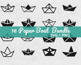 Paper Boat SVG Bundle, Origami Boat SVG, Paper Boat Clipart, Paper Boat Silhouette, Cricut Cut File, Boat PNG