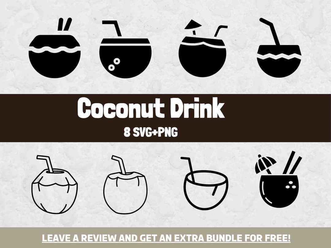 Coconut Drink Svg, SVG Files for Cricut, Food and Drink Clipart, Bar