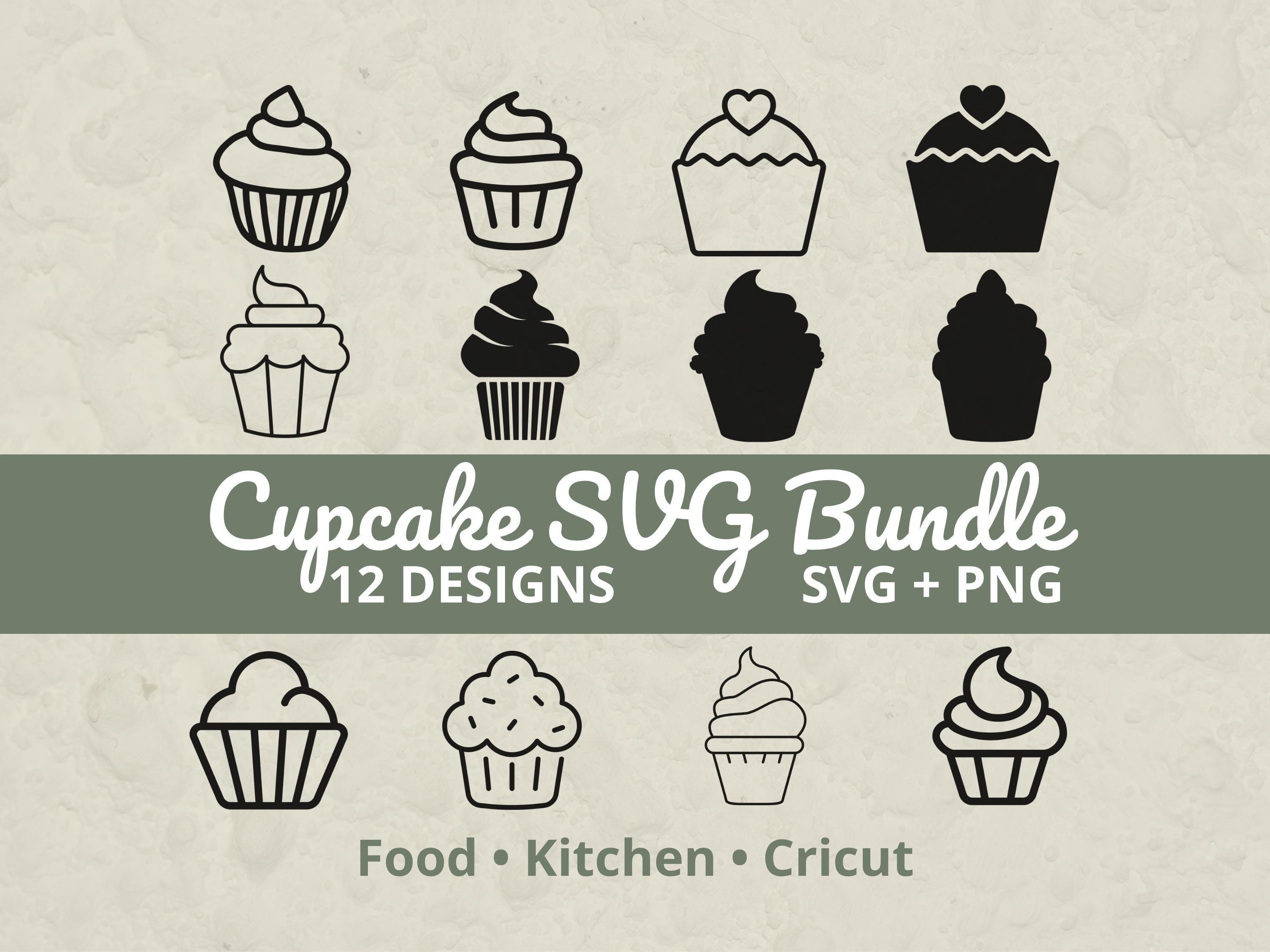 Cupcake SVG Bundle, Baking Cut File for Cricut, Food Design, Dessert ...