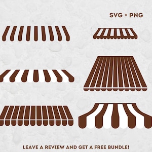 Bruine luifel bundel, SVG-bestanden voor Cricut, luifel SVG, luifel PNG, winkel clipart, overhang SVG, bruiloft salon, koffieshop SVG PNG