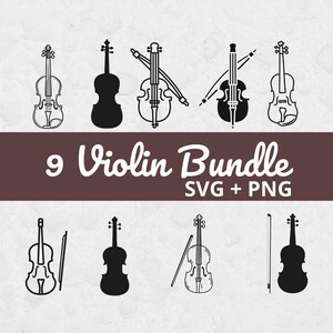 Violin SVG Bundle, Violin Cut Files for Cricut, Fiddle SVG, String Instrument SVG, Violin Silhouette, Classical Music Clipart png