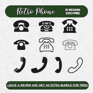 Ikona telefonu retro SVG, pliki SVG dla Cricut, clipart telefonu, clipart telefonu retro, telefon svg, wektor telefonu retro, plik cięcia telefonu