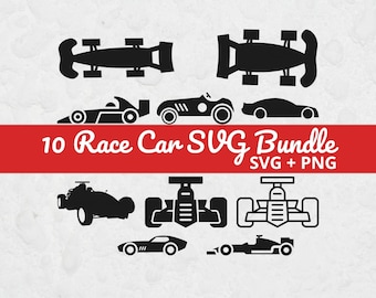 Race Car SVG Bundle, Race Car Silhouette SVG, Race Car Clipart, Cricut Cut File, Race Car Birthday, Racing Car PNG