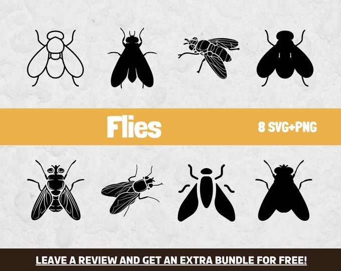 Flies Svg, Svg Files for Cricut, Insect Svg, Fly Svg, Silhouette Svg ...