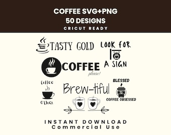 Paquete SVG de citas de café, archivos SVG para Cricut, SVG de café, amante del café, archivos de corte de café, SVG de barista, citas de café, SVG de adicto al café