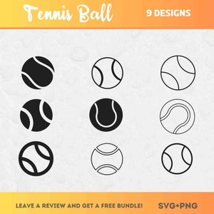 Arquivo de corte Svg de bola de tênis, Svg de tênis, arquivos SVG para Cricut, clipart de tênis, PNG de tênis, clipart de bola de esportes, vetor de tênis
