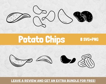 Potato Chips SVG, SVG Files for Cricut, Potato Svg, Snack Clipart, Chips Clipart, Snack Svg, Cricut Svg, Snack Lover, Homemade Snacks