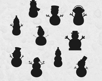 Paquete Svg de muñeco de nieve de Navidad, archivos Svg para Cricut, silueta de muñeco de nieve, silueta de Navidad, imágenes prediseñadas de muñeco de nieve, archivo de corte de Navidad, SVG de Navidad