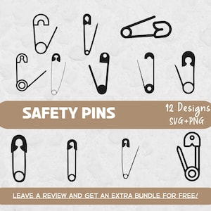 Veiligheidsspeld SVG bundel, Svg-bestanden voor Cricut, veiligheidsspeld PNG, veiligheidsspelden Svg, Crafting SVG, Naaien Svg, Crafting Clipart, Naaien Clipart