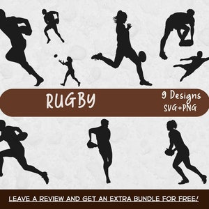 Rugby Svg Bundle, Rugby Silhouette, Rugby coupe fichier, Rugby Clipart, joueur de Rugby, Rugby Silhouettes, Sports Clipart, jeu de Rugby, SVG