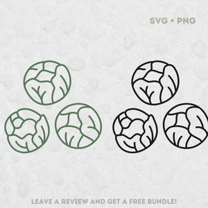 Cavolini di Bruxelles Svg, File Svg per Cricut, Svg di verdure, Clipart di piante, Cavolo Svg, Immagine Clipart di verdure, Belgio SVG, Veggie Svg