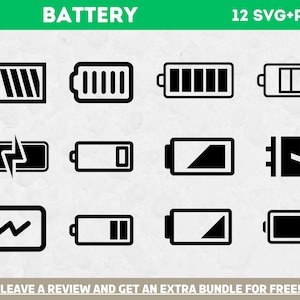 Batterij SVG-bundel, Svg-bestanden voor Cricut, Power Icon, Batterijvormen, Batterij clipart, Elektrische SVG, Batterij PNG, Batterij gesneden bestand