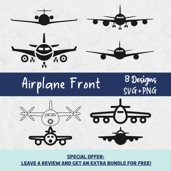 Airplane Svg, Airplane Front Svg, Airplane Clipart, SVG Files for Cricut, Airplane Cut File, Travel Clipart, Transport SVG, Aviation Svg