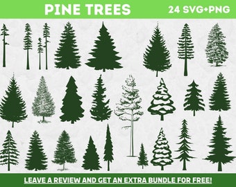 Paquete Svg de árbol de pino, archivos de corte de árbol de pino, archivos SVG para Cricut, siluetas de árbol, Svg de bosque, imágenes prediseñadas de árbol de Navidad, imágenes prediseñadas de árbol, Navidad