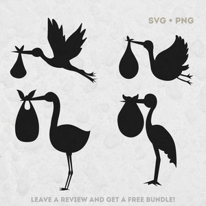 Ooievaar en baby Svg bundel, Svg-bestanden voor Cricut, Stork silhouet, kinderen Svg, Kids Clipart, pasgeboren SVG, zwangerschap Svg, Baby gesneden bestanden