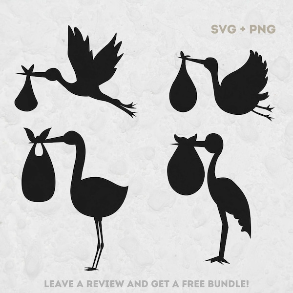 Stork and baby Svg Bundle, Svg Files for Cricut, Stork Silhouette, Children Svg, Kids Clipart, Newborn SVG, Pregnancy Svg, Baby Cut Files