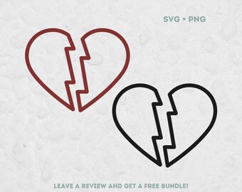 Broken Heart Svg, Svg Files for Cricut, Heart Clipart, Heart Outline SVG, Heartbreak SVG, Heart Shape SVG, Sorrow Svg, Sad Svg, Lost Love